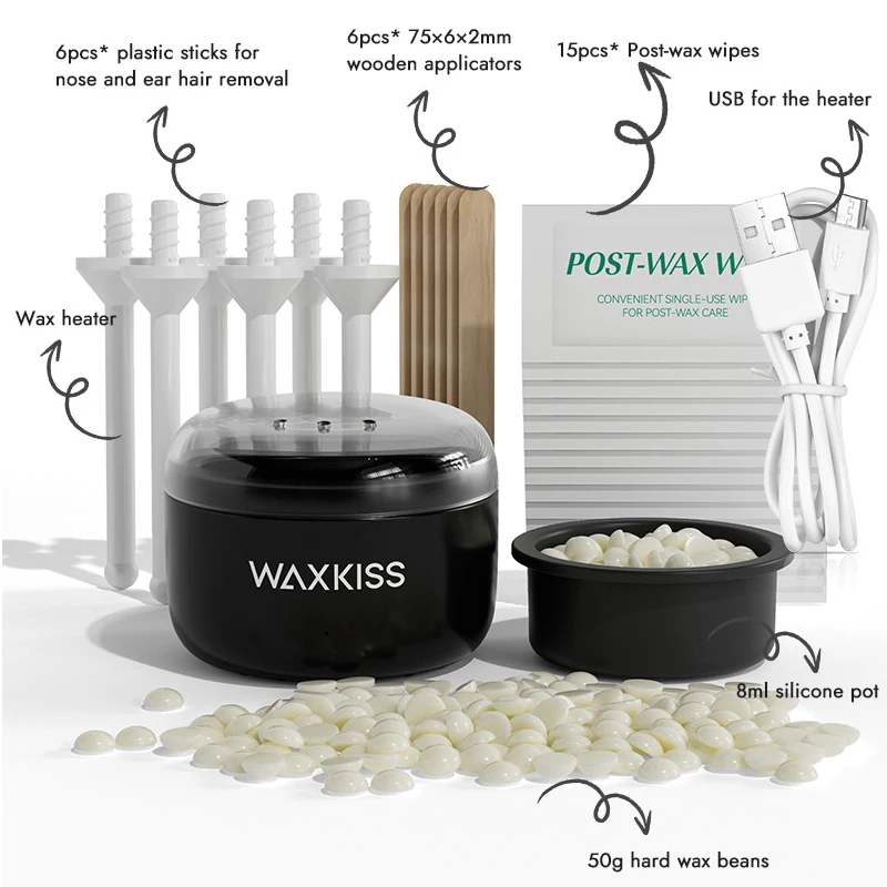 Mini Wax Heater Machine Silicone Bowl Wax Warmer for Nose Ear Hair Removal Waxing Kit With Wax Beans Heating Melting Pot