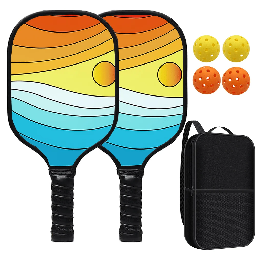

Pickleball Paddle Set 2PCS with Balls and Bag Fiberglass Rackets Lightweight Non-Slip Grip for Beginners Outdoor Play