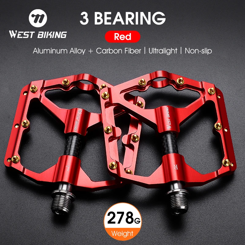 WEST BIKING Ultralight Bike Pedal MTB Road 3 Sealed Bearings Bicycle Pedal Widen Non-slip Mountain Bike Pedals Cycling Accessory