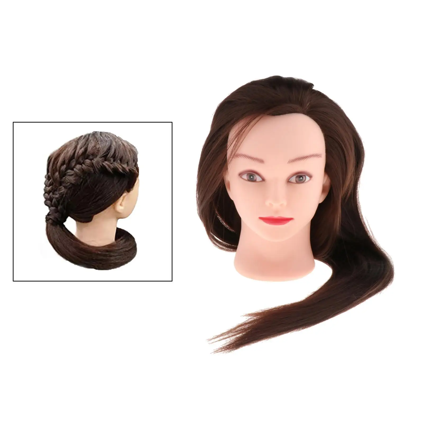 Head Synthetic Fiber Hair 24.8 inch Long Hair Styling  Cosmetology Doll Head Hairdressing for Cutting Braiding Practice