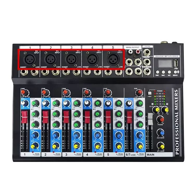 

MG-07 Professional 7-Channel Audio Mixer With USB MP3 Player Mixing Console Of DSP DJ Audio Console Mixer