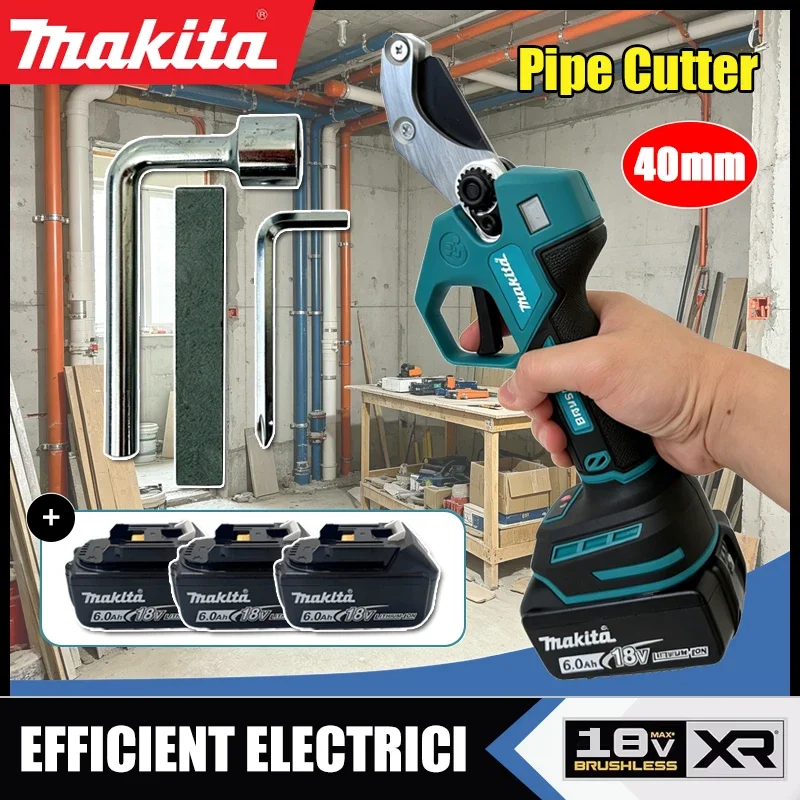 

Makita Cordless Electric Pipe Cutter 40mm Max Cutting Diameter Brushless PVC PPR Plastic Tube Cutting Tool for 18V Battery