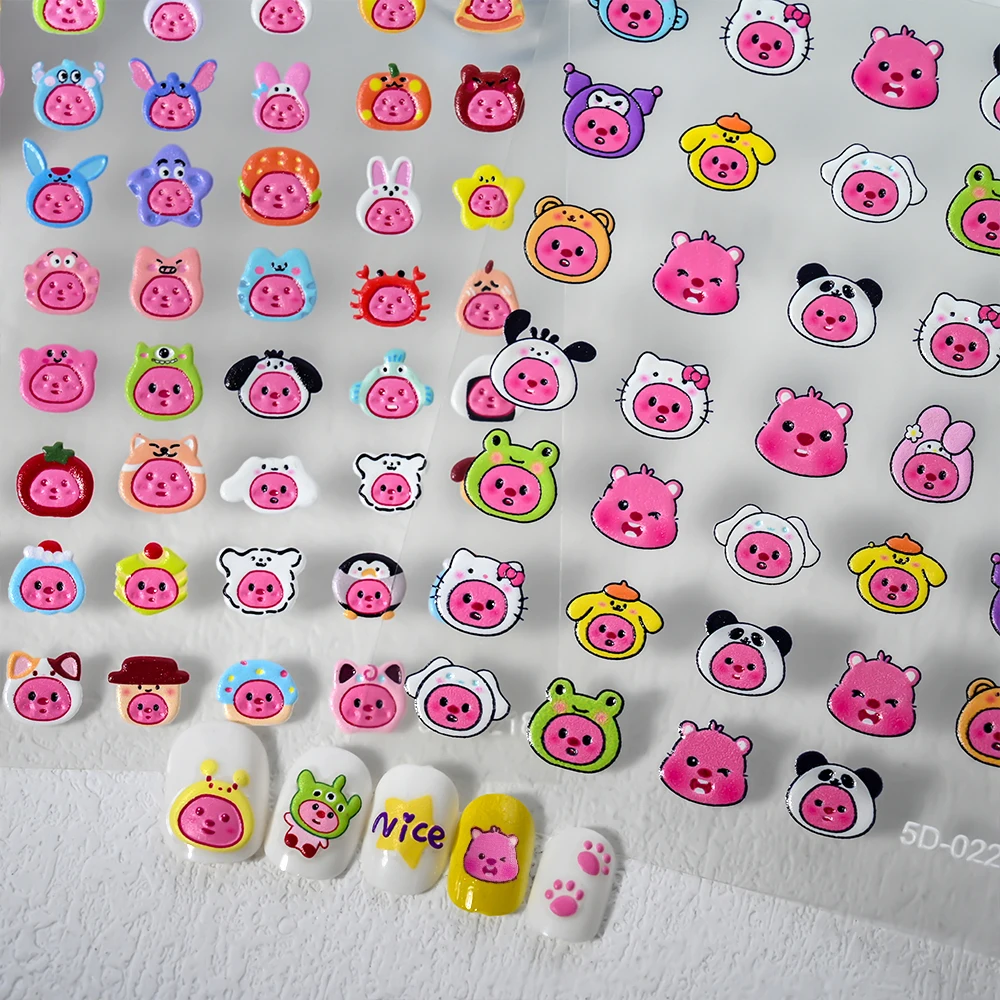 Kawaii Miniso Loopy Cartoon Beaver Nail Stickers Diy Handmade Nail Art 5D Sticker Nail Decor Cute Toys Birthday Gift For Girls