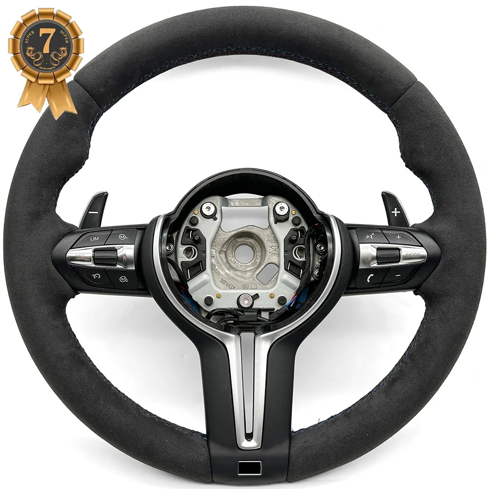 

Custom alcantara tri-colour thread steering wheel with button and paddle For BMW F Style F10 F20 F30 1 2 3 4 5 Series