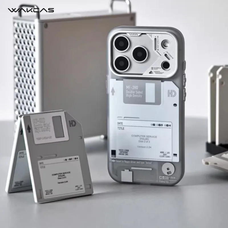 

Чехол WAKCAS Frosted для iPhone 16/17/17 Pro Max с дизайном в виде дискеты, магнитным креплением и защитой от падений