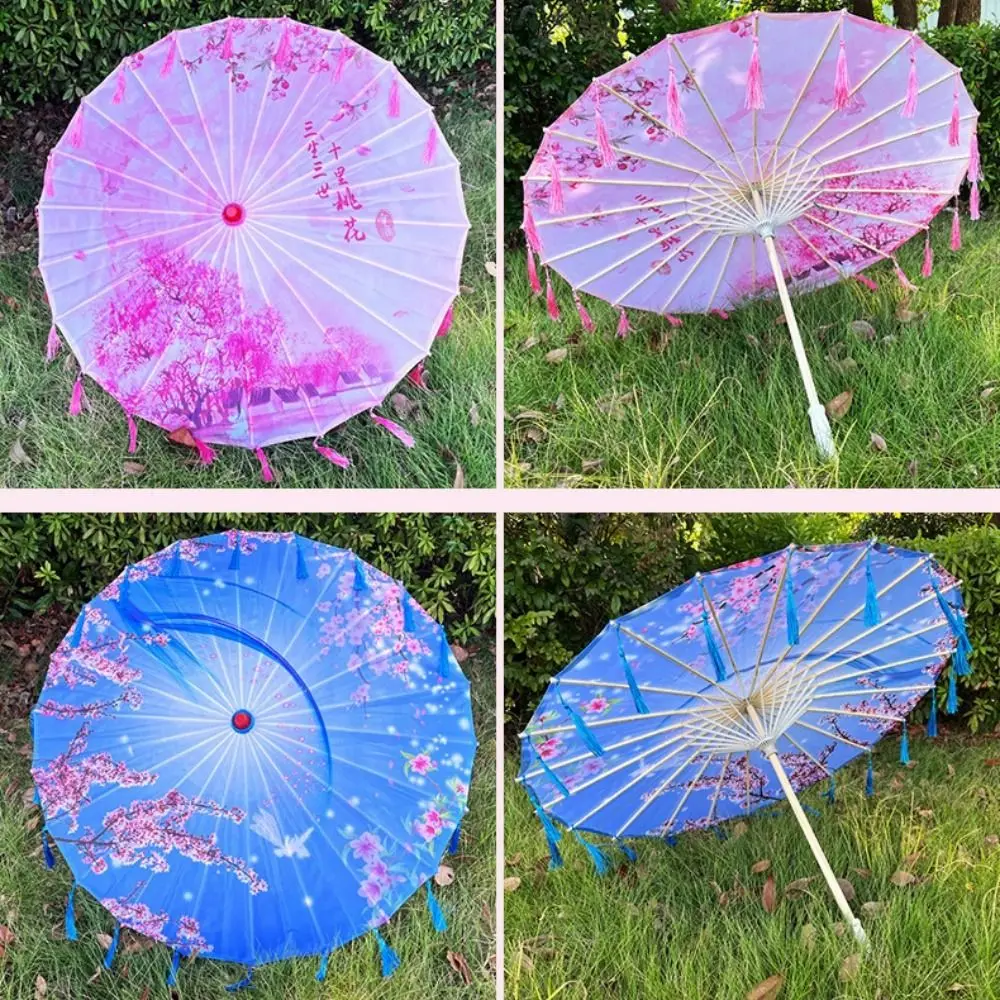 56 سنتيمتر مظلة مروحة قماش حريري النمط الصيني العتيق تأثيري Hanfu النفط ورقة مظلة شرابة 10 ألوان #5