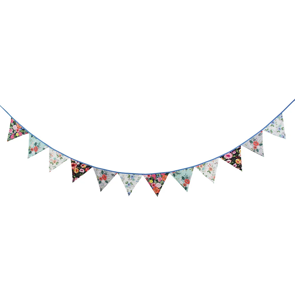 

Flower Garland Vintage Floral Pull Flag Colorful Banner Decorative Banners Wedding Accessory Pennant Hanging Baby