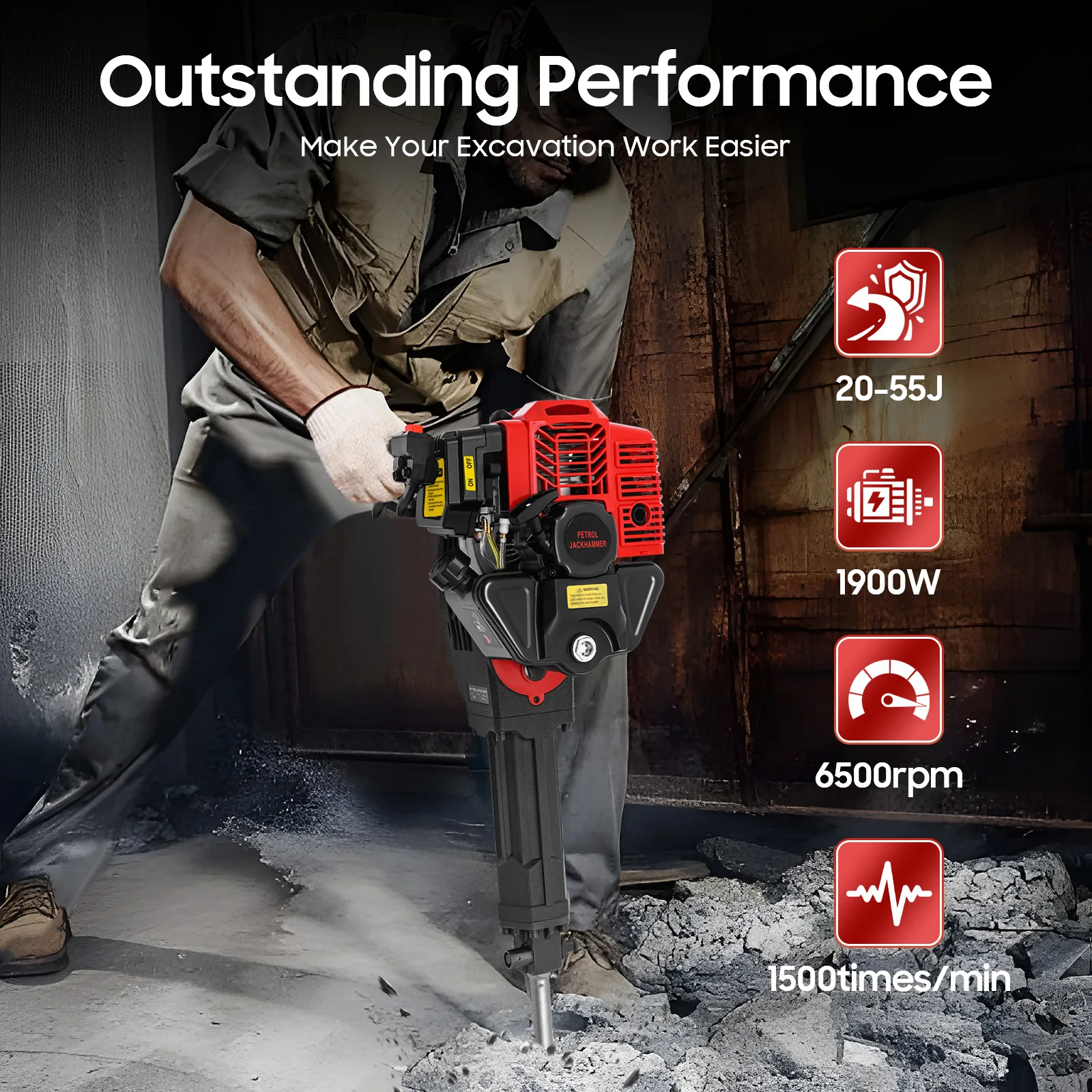 

52CC 1900W Petrol Engine Tree Digging Machine Petrol Gas Powered Portable Excavator