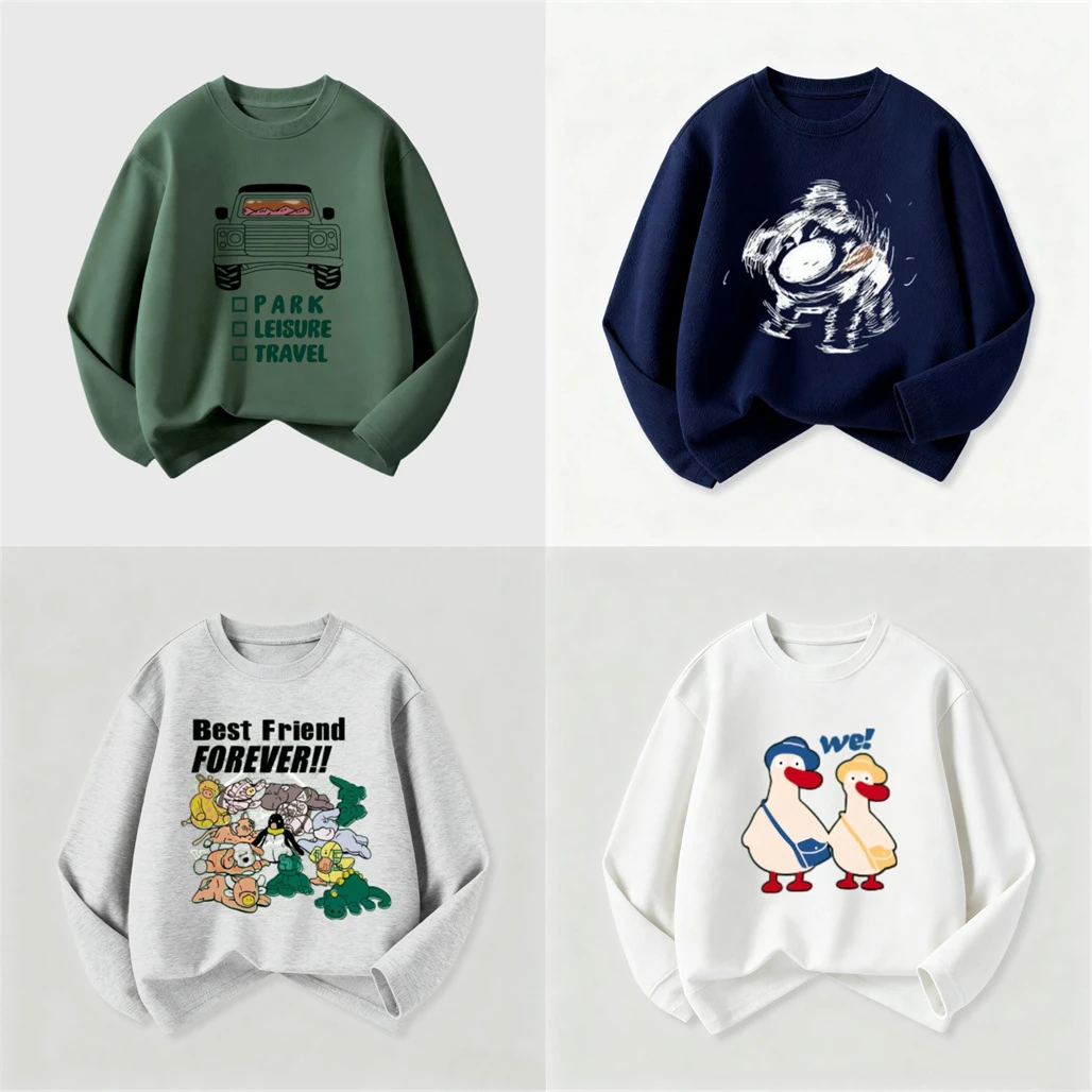 Children's Spring Summer T Shirt Korean Style Clothing Unisex Tees Baby Boys Little Car Dog Print Pullovers  Long-sleeved Tops