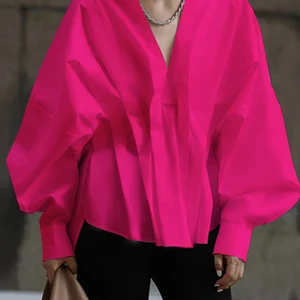 Vonda-Bulk Casual Plisada Frau, Langarmhemden, sinnliche Tops, Bug, feste Farbe, Plus Größe, 5xl, Mode, 2024 10 Hauptverkäufe Black Plus Size Bluse - №10