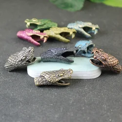 DIY Python Snake Head Knife Bead Pure Brass Handmade Woven Paracord Lanyard Pendant Accessories Vintage EDC Outdoor Tool Hanging