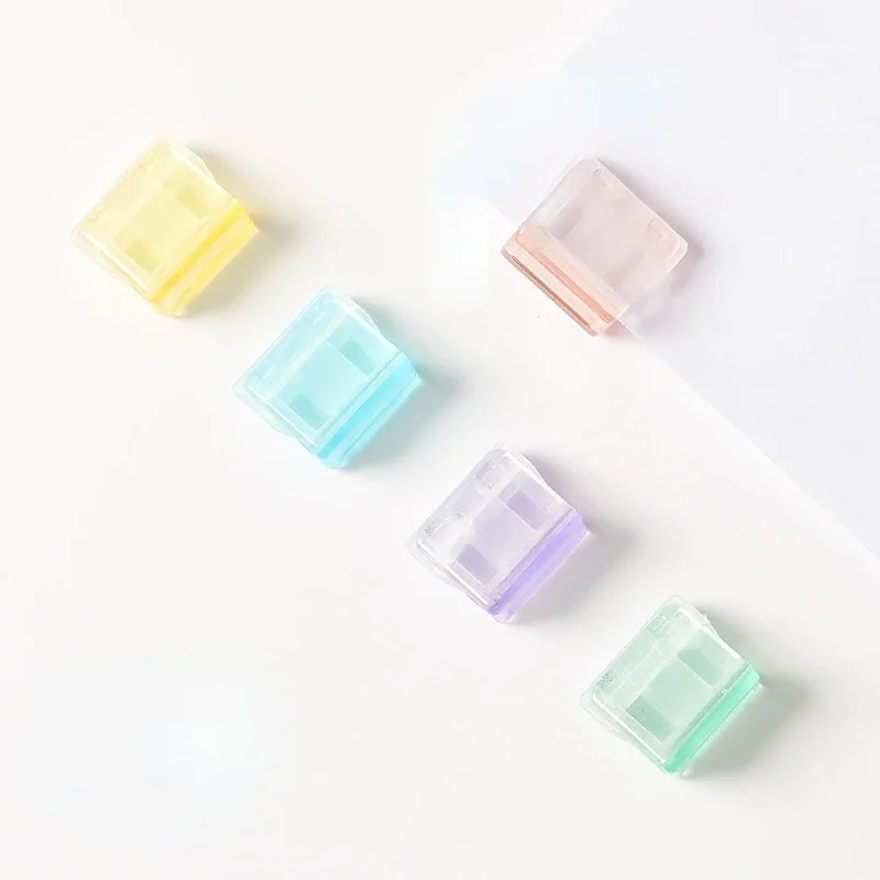 Candy Color Staples Paper Clip Transparent Documents Bookmarks File Mini Paper Clip Index Page Holder Clamp School Supplies