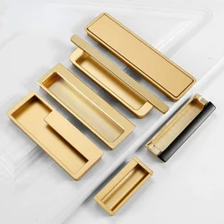Simple Modern Drawer Cabinet Door Shoe Cabinet Concealed Built-in Closet Door Slotted Invisible Sliding Door Handle