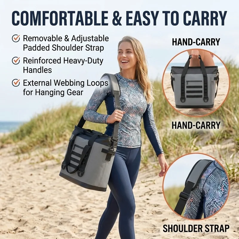 35L Leakproof Soft Cooler Bag Large Waterproof Ice Chest Insulated Tote Thermal Lunch Box for Outdoor Camping Beach Picnic