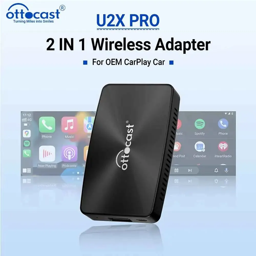 

OTTOCAST 2 in1 U2 X PRO Wireless Android Auto CarPlay Adapter USB Car Accessories Bluetooth Adapter for Audi Lexus Toyota Honda