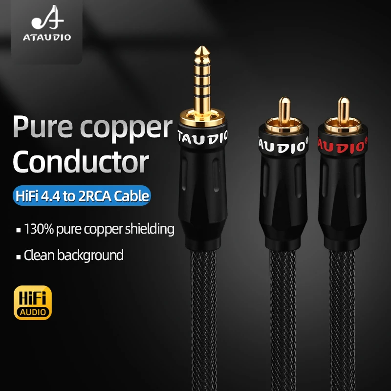 HiFi 4.4 to 2RCA Audio Cable 6N OFC Hi-end Balanced 4.4mm Jack to 2RCA Male to Male Audio Cable for Computer Amplifier