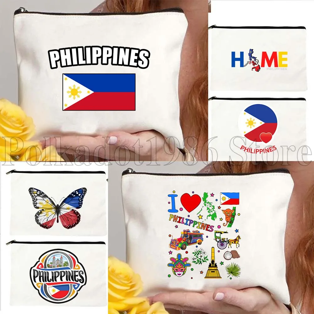 

Филиппинский флаг страны, карта, сувенир для путешествий, подарки, холст, косметическая дорожная помада, туалетная сумка для макияжа, пенал, сумка на молнии