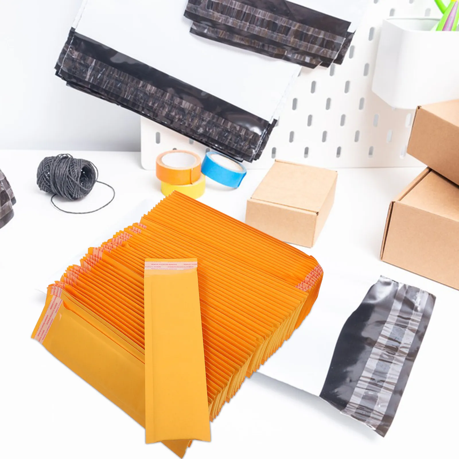 

50Pcs Bright Yellow Craft Bubble Mailers Self Sealing Tear Proof Padded Envelopes for Small Items USB Phone Cases Cosmetics