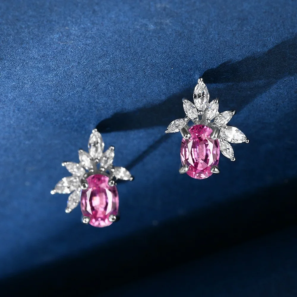 

Новые серебряные серьги S925 с инкрустацией 5*7 в форме яйца 2,5 карата, сапфир василек синего цвета, модные темпераментные серьги в стиле AB, ювелирные изделия для свадьбы