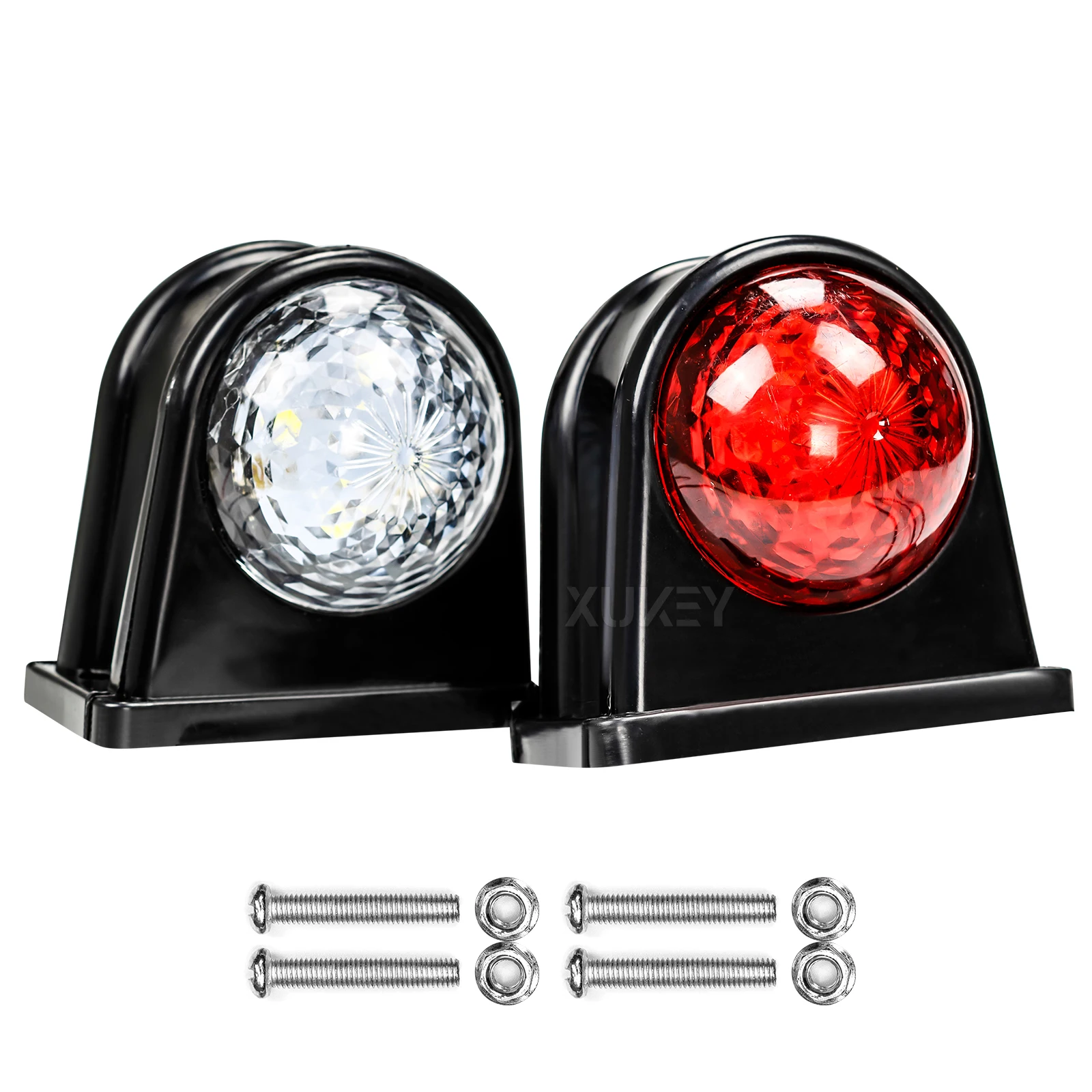 2X 8LED Clearance Elbow Rubber Light Trailer Truck Position Parking Outline 12V 24V Side Marker Lights White Red Rear Lamps