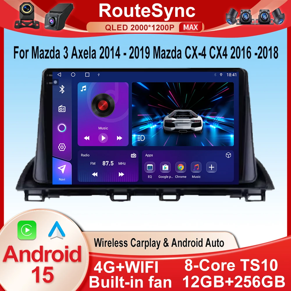Para Mazda 3 Axela 2014 - 2019 Mazda CX-4 CX4 2016 -2018 Radio de coche Android Auto navegación GPS reproductor de vídeo Multimedia BT No 2Din