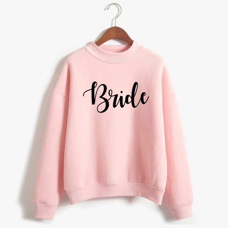 Bride Print Women Bachelorette Wedding Party Sweatshirt Korean O-neck Knitt Pullover Thick Autumn Candy Color women Clothes