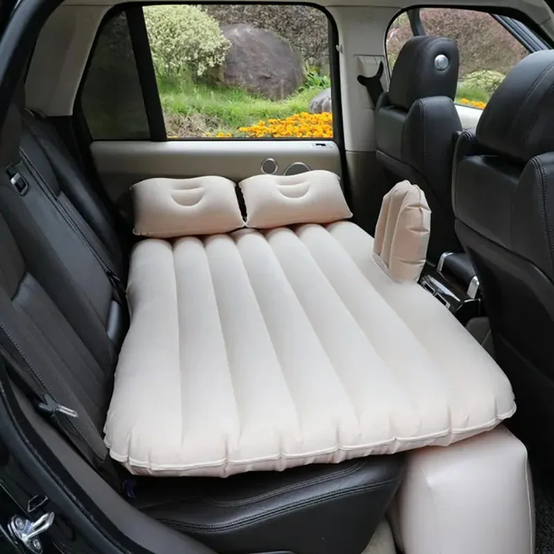 Flocking Car Split Inflatable Bed Multi-functional Inflatable Bed Car Rear Seat Sleeping Mat Car Travel Bed Portable