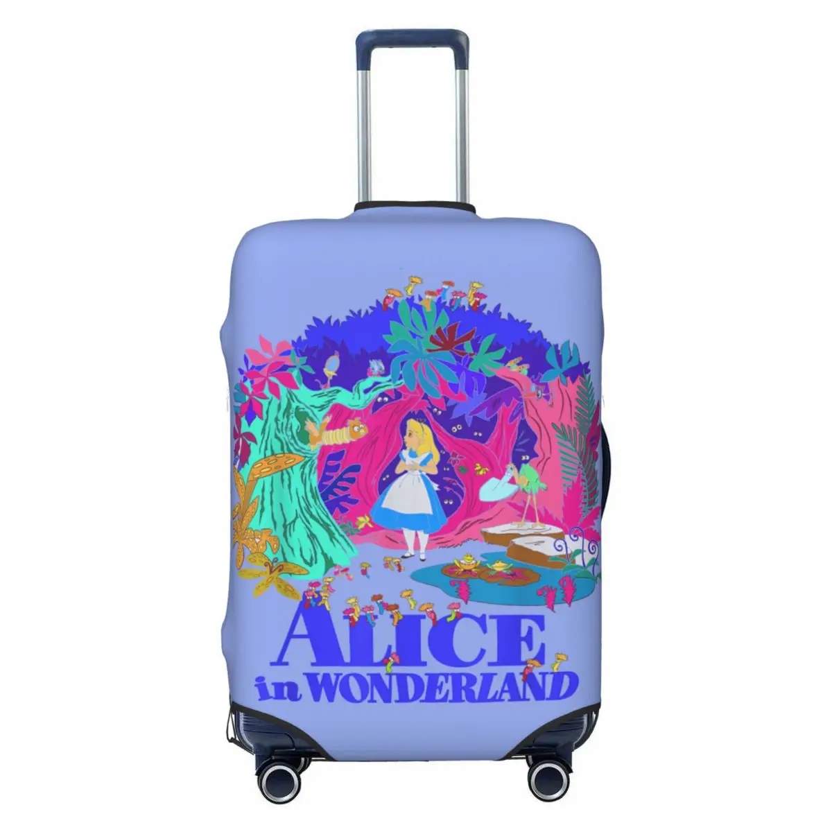 

Alice In Wonderland Neon Floral Suitcase Cover Business Protector Flight Fun Luggage Case