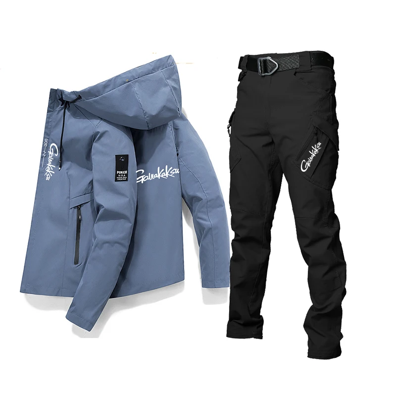 Primavera estate Outdoor sport abbigliamento impermeabile set da pesca abbigliamento giacca pantaloni protezione solare Casual camicie solide