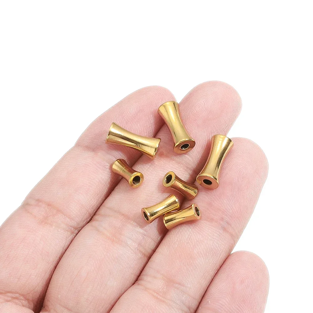 10pcs Stainless Steel Gold Plated Barrel Drum Beads Tube Spacer Beads Charms for DIY Necklace Bracelet Findings Jewelry Making