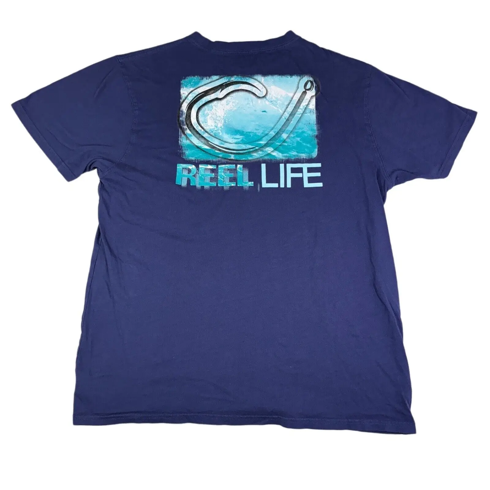 REEL LIFE Men’s XL Blue Short Sleeve T-Shirt Fishing Gear Apparel