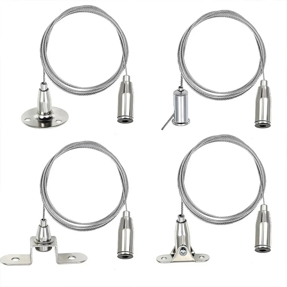 1Pcs 1.5mm Wire Rope Suspension Kit Adjustable Spring Hook Clip Code Steel Wire Cable Set Load Bearing Stainless Steel