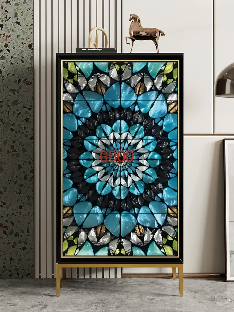 خزانة أحذية منزلية فاخرة وخفيفة من الخشب الصلب ومدخل وخزانة أحذية لغرفة المعيشة