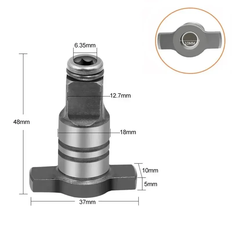 2in1 Power Impact Wrench Anvil Adapter Driver Converter Shaft Spindle Attachment 1/2 Square Socket To 1/4 Hex Electric Tool Part