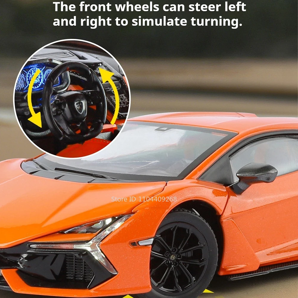 1:24 Revuelto URUS Car Model Toy Metal Diecast Sound Light Pull Back Doors Opened Vehicles Models Sound Light Kids Presents