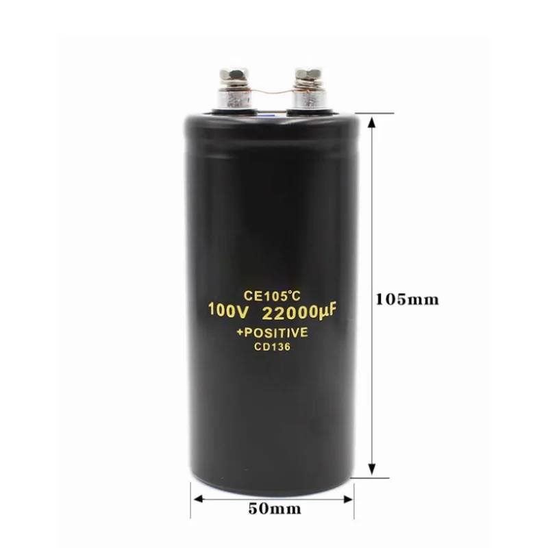 1PCS/lote Bolt capacitor 100V 22000UF NEW   100v 22000uf 100v Volume size 50x105mm Bolt/screw foot large capacitor