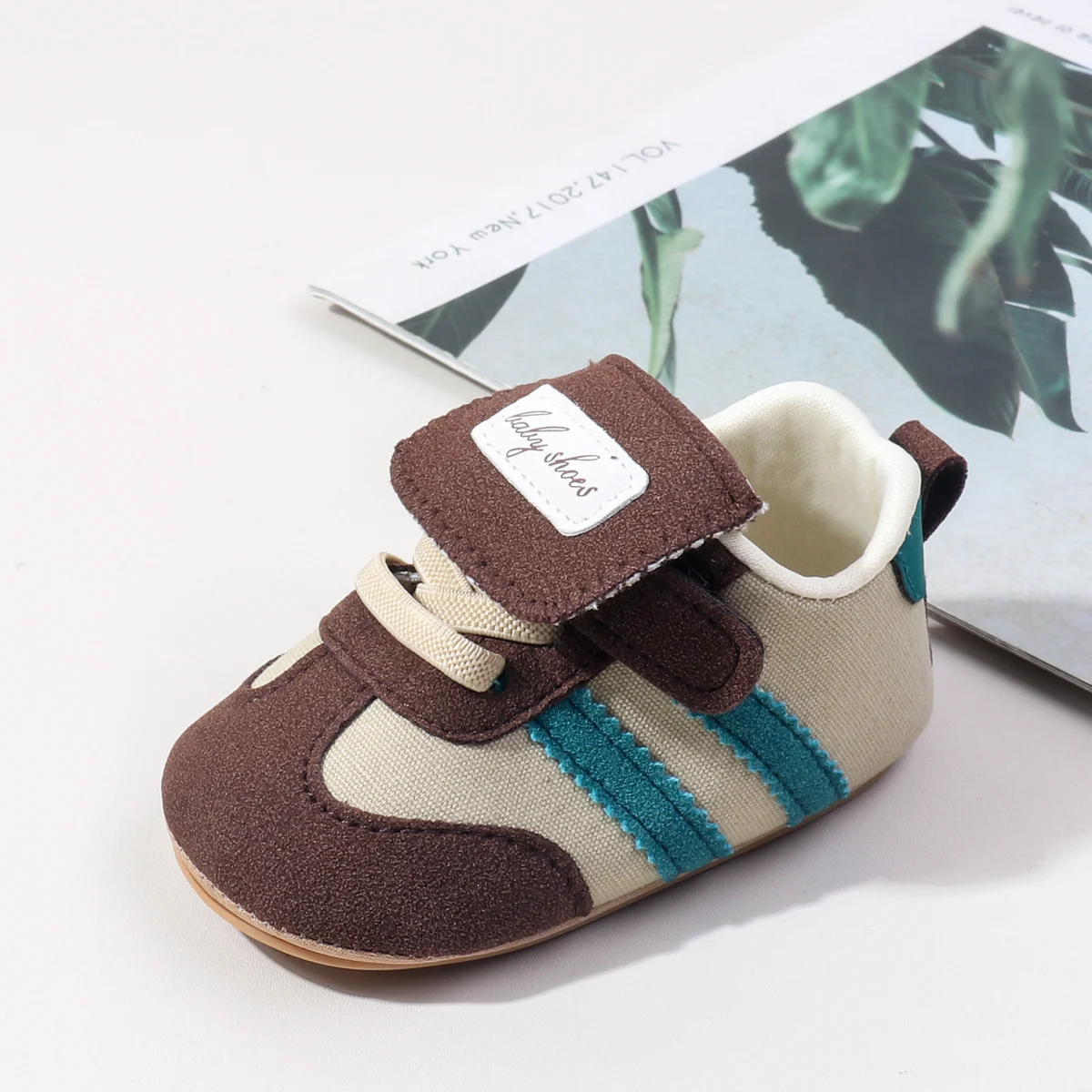 2025 Spring and Autumn Baby Girls Boys Casual Sneakers TPR Sole PU Leather Hook & Loop Newborn Toddler Shoes First Walkers