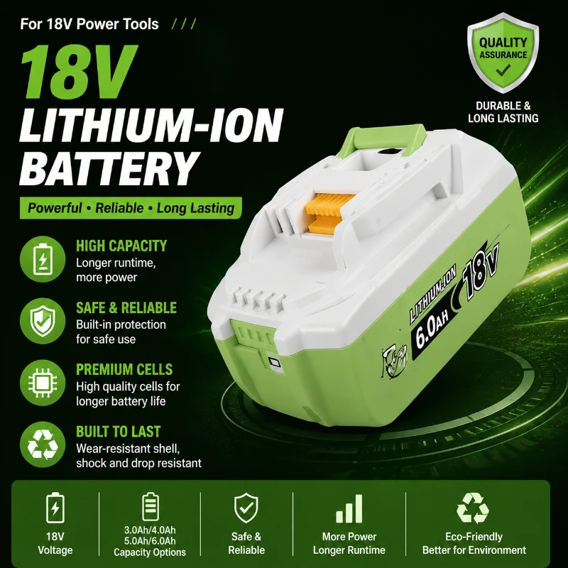 6000mAh Compatible with for Makita 18V Battery  Electric Tools  Lithium Batteries  Handheld Drills  and Rechargeable Batteries