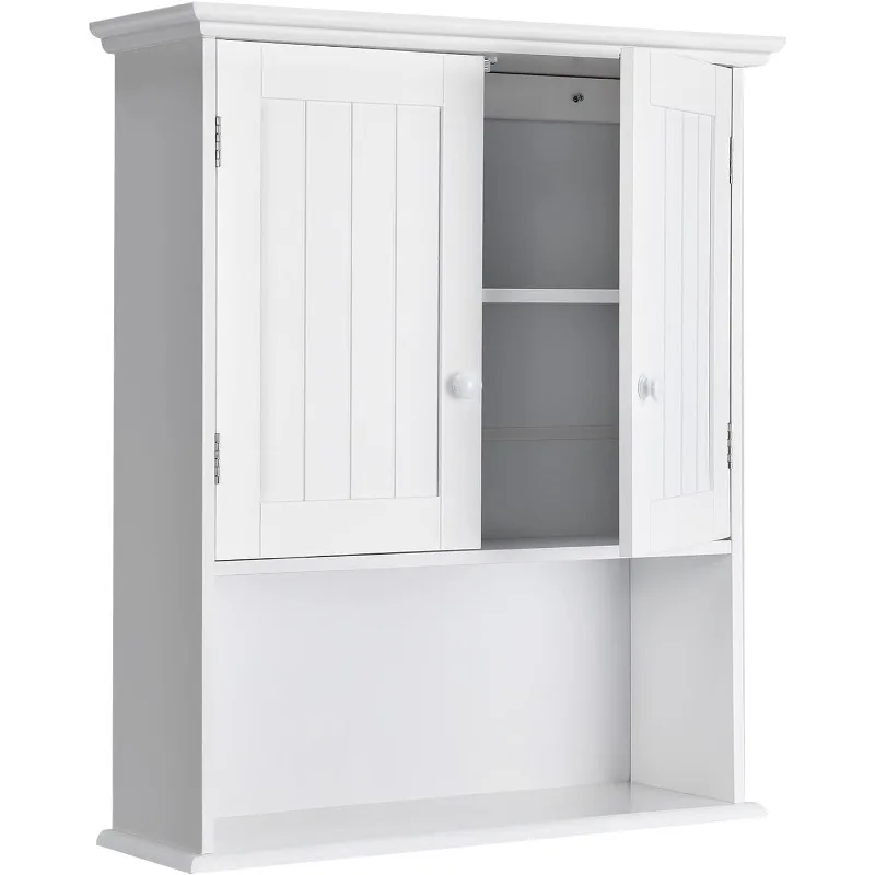 

Wall Mount Bathroom Cabinet Wooden Medicine Cabinet Storage Organizer with 2-Doors and 1-Shelf Cottage Collection Wall