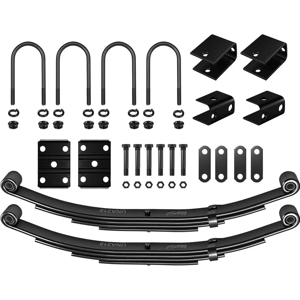 

Single Axle Suspension Kit - 3,500 lbs Capacity, 4 Leaf Springs, U-Bolts & Hangers Included