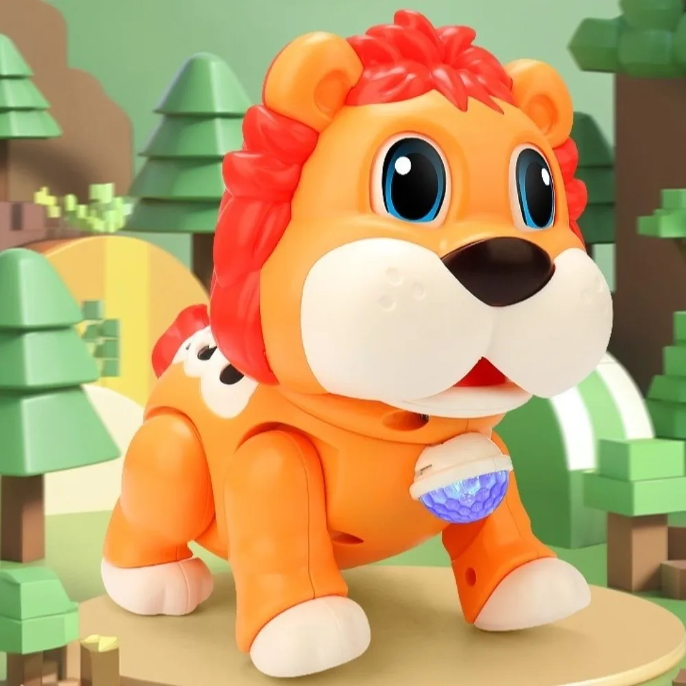 노래하고 춤추고 반짝이는 동물 교육용 기어다니기 학습 교육용 뮤지컬 사자 하마 LED 포함