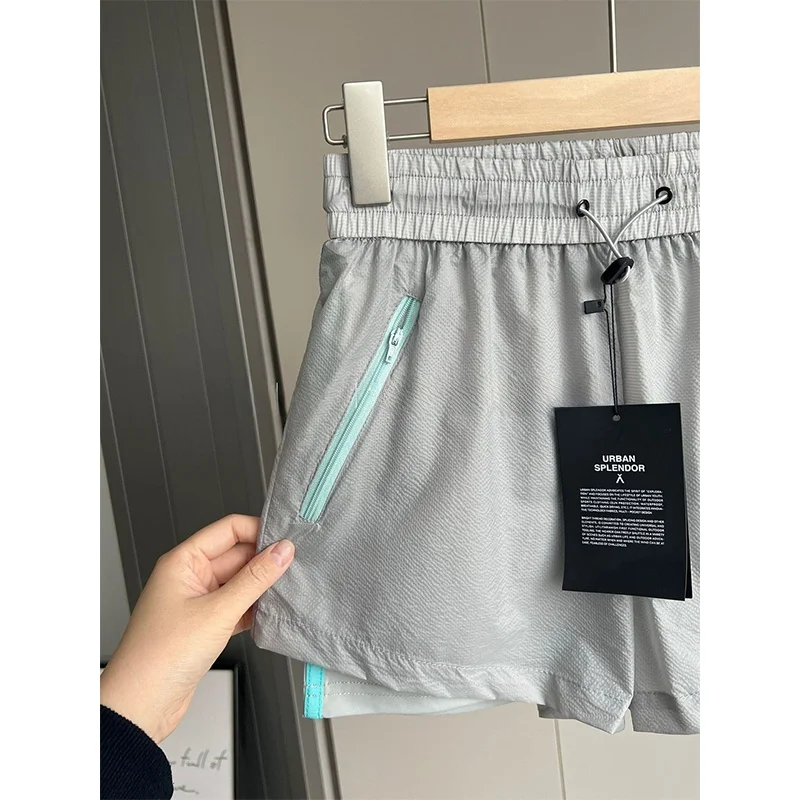Summer Outdoor Casual Fitness Running Shorts Women's Loose Fit Breathable UPF 0+ Color Block Design Fashionable Sun Protection