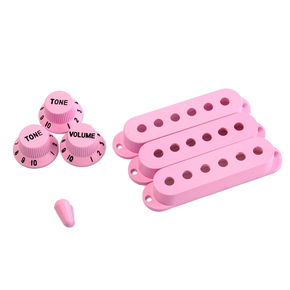 

Guitar Pickup Covers Light Pink Volume Tone Knobs Switch Tip Electric Replacement Parts Accessories Kit Plastic
