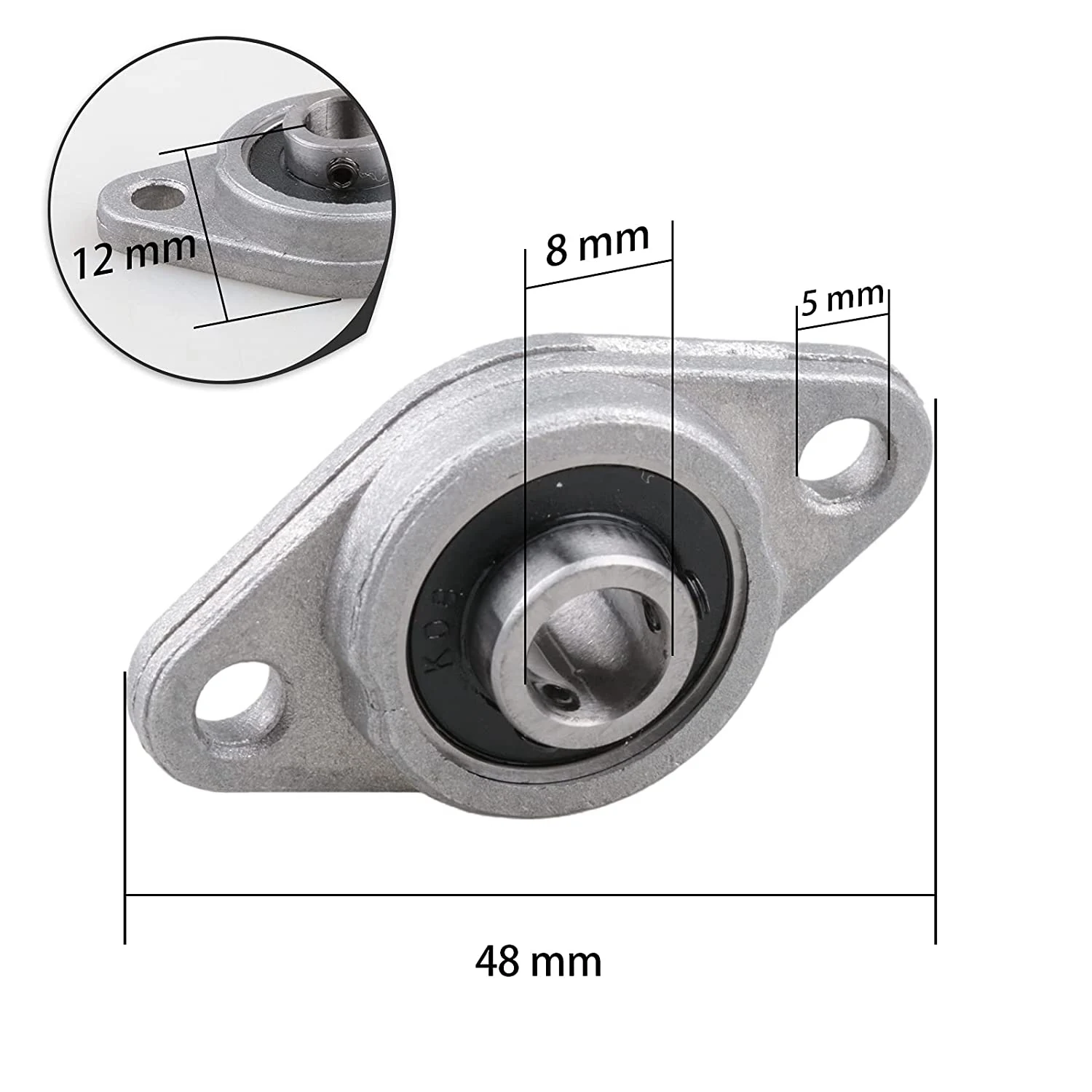 4Pcs KFL08 Pillow Block Zinc Alloy Flange Bearings, 8mm ID Mounted Self Aligning Bore Bearing Seat for 3D Printer