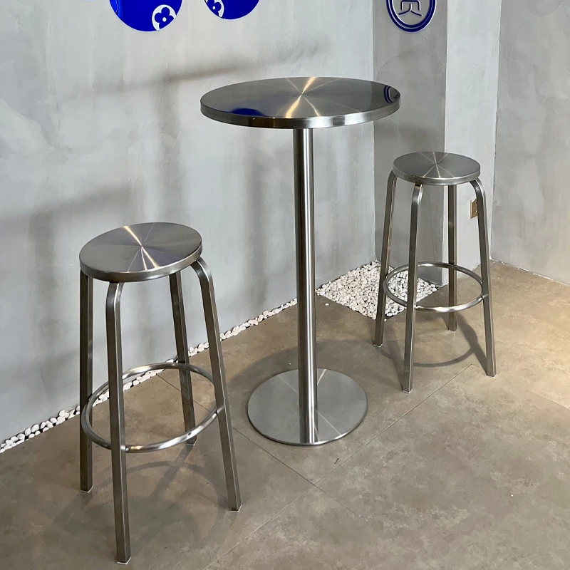 Przemysłowy, wysokiej jakości stół barowy, złoty, okrągły, wysoki stół ze stali nierdzewnej na imprezy, hotel