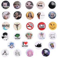 Fashion Trend Geometric Cartoon Round Funny English alphabet Cat Alloy Tinning Metal Badge Gift Wholesale