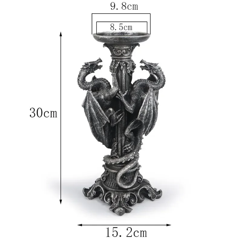 Resin Vintage Dragon Candlestick Sculptures Living Room Holders Decoration Office House Home Decor Halloween Candle Holder