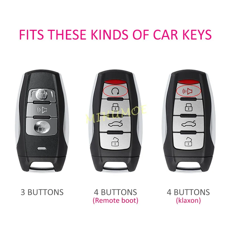 Alloy + Leather Car 3 4 Buttons Key Case Cover Shell Fob For Haval Jolion Dargo H2s H4 H6 H7 H9 F5 F7 / F7X Accessories
