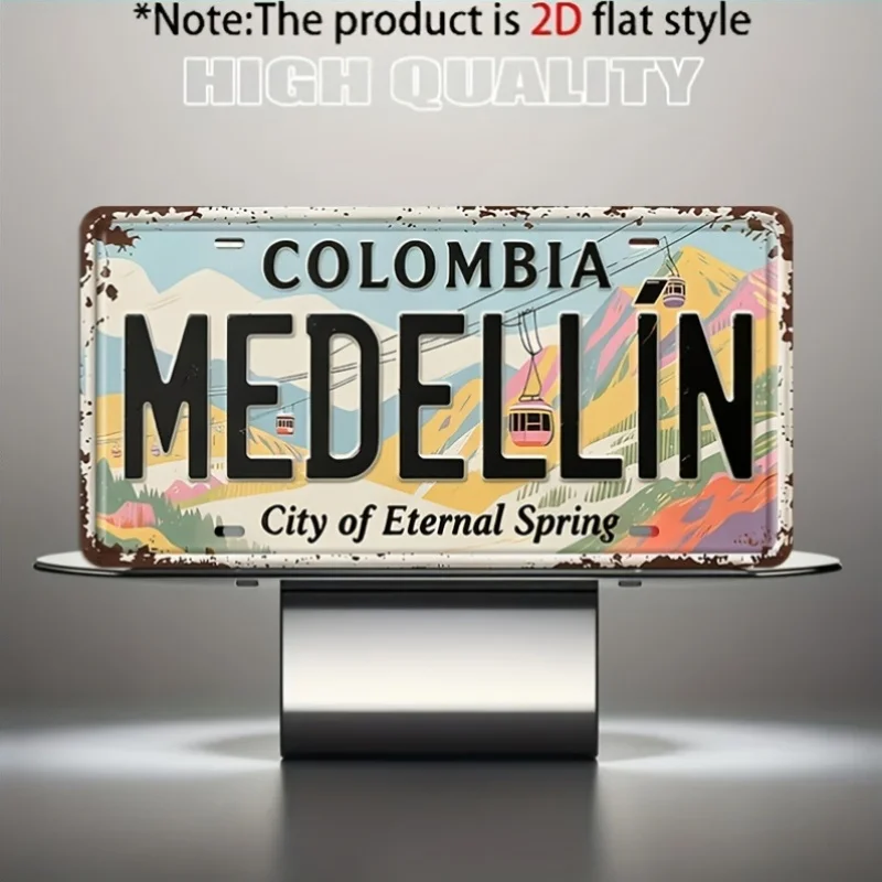 Medellin Colombia City of Eternal Spring Tin Sign - Vintage Durable Metal Plaque Wall Decor, Home Office Bar Man Cave Wall Art