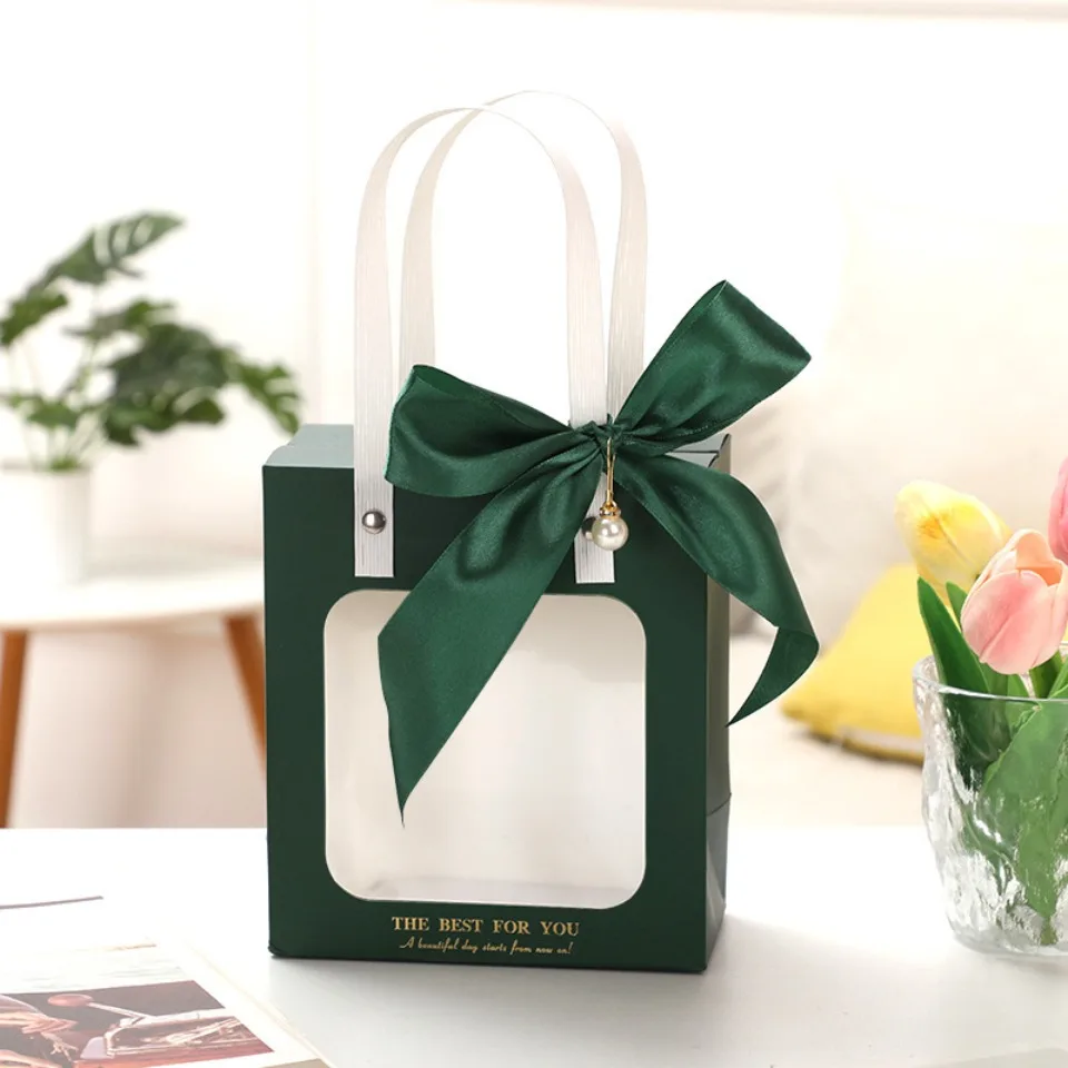 5/10/20 teile/satz Rosa Weihnachten Geschenk Verpackung Tasche Transparente Fenster Papier Box DIY Schokolade Hochzeit Geburtstag handheld Geschenk Pack – Detail 8